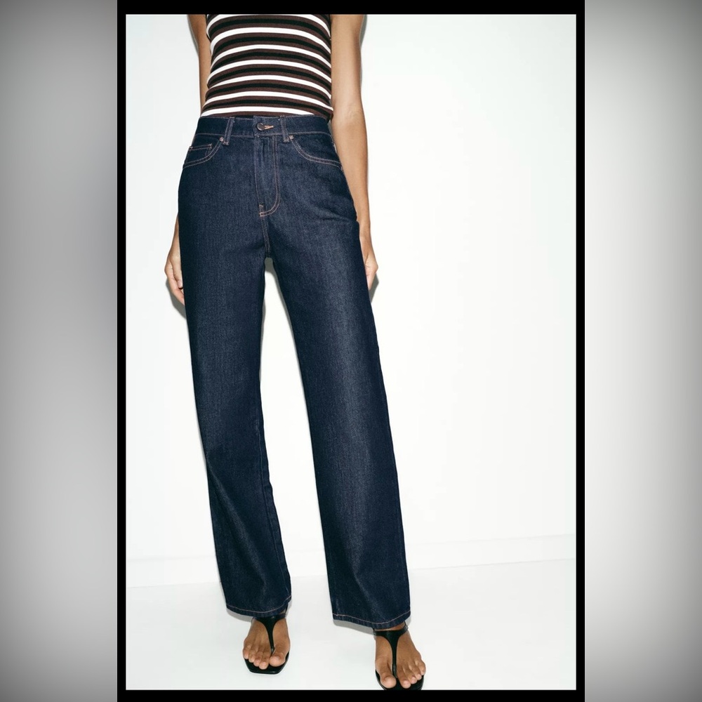 Zara High-Rise Wide-Leg Women’s Jeans - Dark Indigo